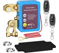 Interruptor de desconexión de batería de coche remoto 12 V 250 A - Interruptor aislador de control remoto con 2 mandos a distancia, ahorro de energía y antirrobo para un mantenimiento eficiente del