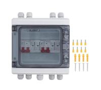 Interruptor de desconexión solar 2 entradas y 2 salidas Protección DC500V Caja combinadora fotovoltaica IP65 con disyuntor de 32A para sistemas de paneles solares Uso doméstico y