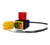 Interruptor de dispositivo for máquina 380/400 V trifásico con cable e inversor de fase, incluye tapa de parada de emergencia combinada