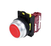 Interruptor de encendido/apagado de 30 mm LA36M con bloqueo automático y pulsador plano for control de circuito eléctrico.(Green,Momentary Self-reset,1NC)