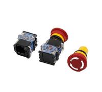 Interruptor de encendido, botón pulsador parada emergencia 22 mm, fuente alimentación LA38-11ZS, cabezal hongo rojo, autoblocante, 10 A/660 V, 5
