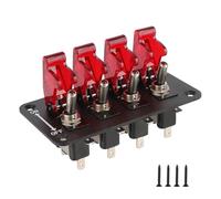 interruptor de encendido del arranque Ajuste para el interruptor de encendido automático del coche de carreras, botón de arranque, indicador LED, 12V, 20A, 4 interruptor basculante(Red)