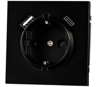 Interruptor de enchufe de pared estándar europeo 250 V 16 A acabado negro panel de 80 mm para instalación eléctrica en interiores (X)