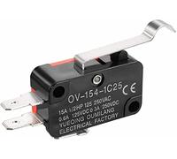 Interruptor de límite, 10 Uds., V-154-1C25, rodillo de mango largo, botón pulsador de acción a presión, microinterruptor de límite de encendido-apagado momentáneo SPDT, 15A, 250V, rojo/negro