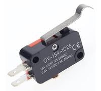 Interruptor de límite, 5 uds., V-154-1C25, rodillo mango largo, botón pulsador acción a presión, microinterruptor encendido-apagado momentáneo SPDT, 15A, 250V, rojo/negro