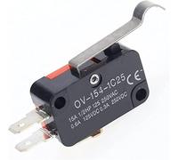 Interruptor de límite, 5 uds., V-154-1C25, rodillo mango largo, botón pulsador acción a presión, microinterruptor encendido-apagado momentáneo SPDT, 15A, 250V, rojo/negro