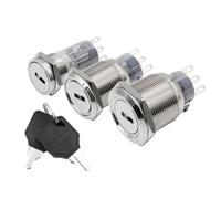 Interruptor de llave giratorio de metal de 16 mm, 19 mm y 22 mm, 2/3 posiciones, autobloqueo, enclavamiento, encendido y apagado, 1 NO, 1 NC, 2 NO, 2 NC, 1 unidad(19mm,3 POSITION_1NO1NC)