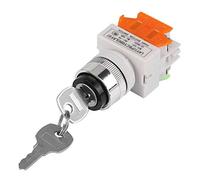 Interruptor de Llave Selector Giratorio de 2 Posiciones Interruptor de Bloqueo de Llave de Seguridad LAY37-11Y/21 220 V 5A con 2 Teclas
