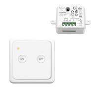 Interruptor de Luces Inalámbricas, LoraTap Mando a Distancia + Módulo Receptor de Relé 10A, Interruptor Inalámbrico con con Soporte de Pared Control Remoto de Radio 200m