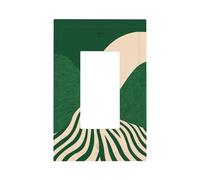 Interruptor de luz abstracta minimalista verde beige verde Hills placa de pared cubierta de placa frontal basculante individual 1 banda decorativa cubierta de receptáculo para el hogar, cocina