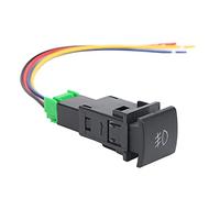 Interruptor de luz antiniebla, Akozon 12V El plastico Interruptor de botón pulsador con luces indicadoras de fondo LED Compatible con luces antiniebla, DRL, barra de luces LED, etc.