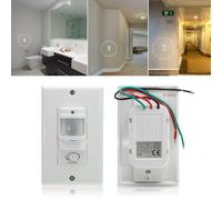 Interruptor de luz con sensor de movimiento en la pared, ocupación PIR de un solo polo, encendido y apagado automático, rango de 9 m, para pasillo, escalera, pasillo, garaje, baño