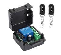 Interruptor de Luz de Control Remoto Inalámbrico, DC 12 V 24 V Interruptor con Mando a Distancia, Interruptor de Control Remoto Seguro, con 2 Mando A Distancia, para Ventanas, Puertas de Garaje