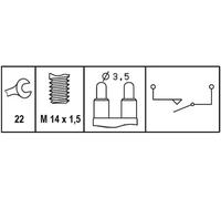 Hella Interruptor piloto de marcha atrás 6ZF 008 621-341 — 12V, 2 polos, atornillado, contacto de cierre