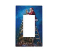 Interruptor de luz de Papá Noel con estrella colgante en el árbol de Navidad, placa de pared, cubierta de placa frontal, 1 banda, decoración de receptáculo para el hogar, cocina, habitación, baño