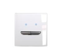 Interruptor de luz de pared 1, 2, 3, 4 bandas, Panel de vidrio templado, luz nocturna LED azul, paso a través de blanco, negro, gris y dorado(2 Gang White)