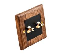 Interruptor de luz de pared tipo 86, interruptor de palanca de palanca de cobre sólido de 2 vías de 1-4 entradas interruptor de iluminación Simple for el hogar hacia arriba y hacia abajo(2 Gang)