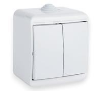Interruptor de luz doble basculante horizontal | IP44, 16 A, 230 V, Resistente al polvo