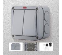 Interruptor de luz doble de pared de 2 vías para jardín exterior resistente a la intemperie IP66