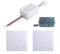 Interruptor de luz inalámbrico, transmisor receptor, 12V 24V 36V interruptores remotos de panel de pared, 5 V-36 V, transmisor de código de seguridad RF, sin cableado (1 receptor y 2 paneles de pared)