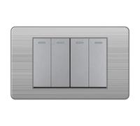 interruptor de luz inteligente, Cambie el acero inoxidable eléctrico del aparato electrodoméstico 118 * 72m m 1/2/3/4Gang Wall(4Gang Grey,2WAY)