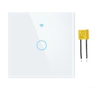 Interruptor de luz inteligente compatible con Tuya y aplicaciones, interruptor de pared táctil de 1 banda con condensador Wi-Fi 2.4GHz listo para RF433 (blanco)