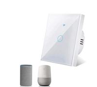 Interruptor de Luz Inteligente WiFi Tuya, Interruptor Táctil de Pared, Compatible con Alexa Google Assistant, Control Remoto por App, Programación Horaria, Panel de Cristal, Requiere Cable Neutro