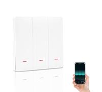 Interruptor de Luz Intelligente WiFi, 3-Botones 1-Vía, Smart Interruptor Pared Triple Empotrado Compatibile con Controllo Vocale Alexa/Google Home, Controllo Remoto por App Smart Life/Tuya(sin neutro)