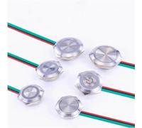 Interruptor de luz LED corto de 16 mm, 12 V, 24 V, botón pulsador metálico de reinicio automático con cable, 1 unidad(Green light)