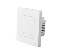 Interruptor de luz para Tuya para la serie Ring, 86 x 86 mm, interruptor de pared de panel de PC con botón táctil y control remoto RF para inalámbrico (2 bandas blancas)