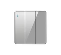 Interruptor De Luz Pared Estándar 1/2 Vía, Panel Vidrio Templado Lujo, Botón Pulsador Encendido Y Apagado, Tipo 86, 1/2/3/4 Entradas(Gray 3Gang,1way)