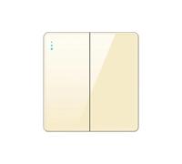Interruptor De Luz Pared Estándar 1/2 Vía, Panel Vidrio Templado Lujo, Botón Pulsador Encendido Y Apagado, Tipo 86, 1/2/3/4 Entradas(Gold 2Gang,2way)