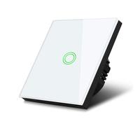 Interruptor de luz táctil, simple, vidrio, blanco con botón redondo, dimensiones 86x86 mm, con iluminación de botón Maclean Energy MCE702W