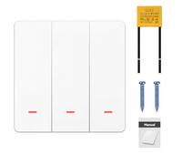 Interruptor de Luz WiFi, Interruptor Empotrado Smart Life Tuya App mando a distancia con Alexa Google Home, Control por voz, Interruptor de luz Inteligente, sin cable cero, 3 vías, 1 vía, blanco