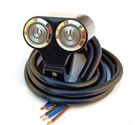 Interruptor de manillar con carcasa de metal sólido e indicador LED para operar equipos auxiliares en bicicletas (doble azul)