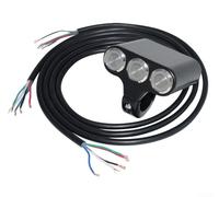 Interruptor de manillar de motocicleta con 3 botones con luz LED para ATV Dirt Bike Aluminio (triple agujero)