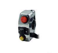 Interruptor de manillar de motocicleta de 22 mm, botón de estilo retro para faros delanteros, señal de giro, compatible con quad scooter para mini para moto, negro (plata)