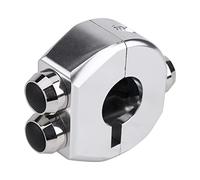 Interruptor de manillar de motocicleta de aleación de aluminio CNC de 22 mm, botón de reinicio con enclavamiento momentáneo y función de retorno manual, para luces, claxon y interr (Plata Blanco)