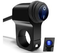 Interruptor de manillar de motocicleta, interruptor de luz para manillar de ATV, 12 V, aleación de aluminio, interruptor impermeable para moto, luz de bicicleta, foco, compatible con manillar de 7/8 pulgadas, azul (22 mm)