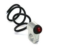 Interruptor De Manillar Interruptores Aleación Aluminio Para Motocicleta 7/8" 22 Mm Interruptor Faro Manillar 3 Cables Con Luz LED Roja 12 V 16 A 2 Colores(Silver)