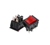 Interruptor de máquina de soldar eléctrica KCD4, tipo barco, con luz roja, 30 A, 250 V CA, for horno eléctrico, calentador eléctrico, 4 pines, T8555(6Pin Red light)