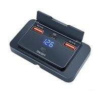 Interruptor de medidor de voltaje azul PD con modificación de cargador a bordo de autobús RV Flip-Top, 3 puertos USB doble PD azul para fuente de alimentación del vehículo