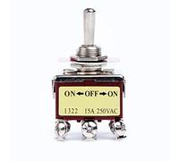 Interruptor de palanca 250 V 15 A ON/OFF/ON 6 pines de hierro 3 posiciones Metal miniatura Rocker interruptor de palanca E-TEN-1322 para vehículos marinos de camiones