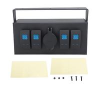Interruptor de palanca 4 Gang Rocker Switch Box DC 12-24V con luz de fondo azul y puerto de carga QC3.0 + PD - Control seguro y versátil para barcos, yates, autocaravanas y aut