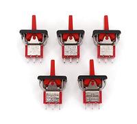 Interruptor de palanca, 5 piezas, serie SH T80-R, R8016A-P14, 3 pines, momentáneo, MOM-Off-MOM, interruptor basculante y paleta SPDT, control(Red)