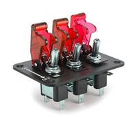 Interruptor de palanca de 3 paneles, 1 pieza, Interruptor Conmutador de Palanca, Para luces de tablero de automóvil, para paneles combinados, adecuado para barcos, buques, rojo