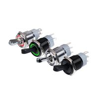 Interruptor de palanca de metal de 16 mm, impermeable, luz LED, autoblocante, interruptor de botón de 2 posiciones, 1NO1NC, 15 A, 12 V, 220 V, 3 pines/5 pulgadas(Green LED,16MM_BLACK_220V)