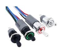 Interruptor de palanca de Metal de 16MM, autoblocante, resistente al agua, 2/3 posiciones, botón Micro de encendido y apagado, 1NO1NC, 15A, 12V, 220V, 3 pines/5 pines(Two LE(RG,16MM_2PIN BLACK_3-6V)