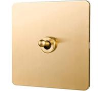 Interruptor de palanca de pared, Interruptor de pared de latón de lujo con luz de control Interruptor de palanca oculto for el hogar Un interruptor abierto Dual86 tipo intermedio(1 Gang)