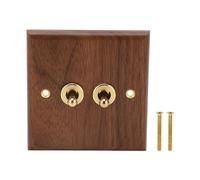 Interruptor de Palanca Doble Atenuador de Luz Herramientas de Reparación Panel de Montaje en Pared de Madera de Nogal Retro con Tornillo de Latón para Lámparas Torchiere